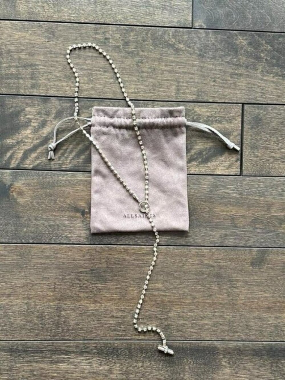 All Saints Crystal Lariat Necklace
